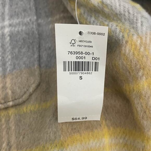Old Navy Womens Soft-Brushed Plaid Shacket Yellow Gray White Size S - Picture 6 of 9